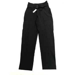 NWT Banana Republic Refined Utility Pant 4L Black High Rise Belted Pleated Slim